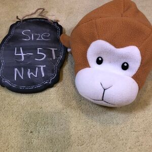 Brown and White Monkey Plush Hat